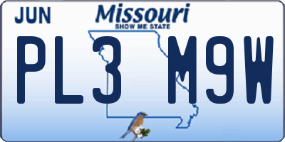 MO license plate PL3M9W