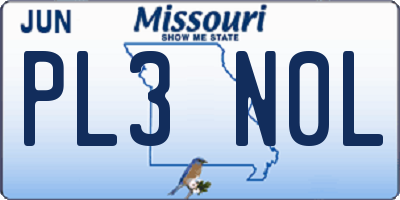 MO license plate PL3N0L