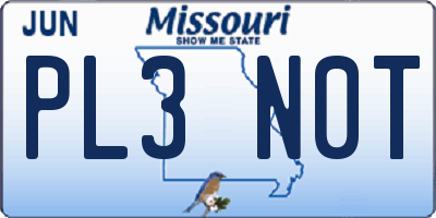 MO license plate PL3N0T