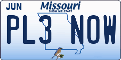 MO license plate PL3N0W