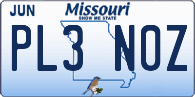 MO license plate PL3N0Z