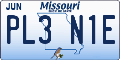 MO license plate PL3N1E