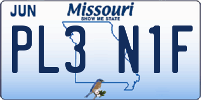 MO license plate PL3N1F