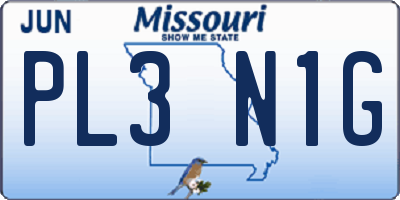 MO license plate PL3N1G