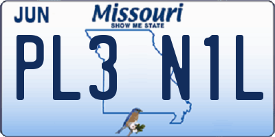 MO license plate PL3N1L