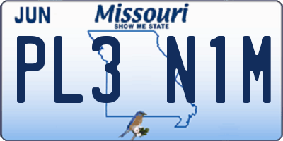 MO license plate PL3N1M