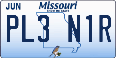 MO license plate PL3N1R