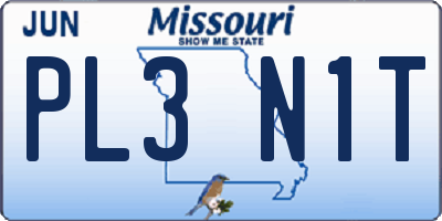 MO license plate PL3N1T