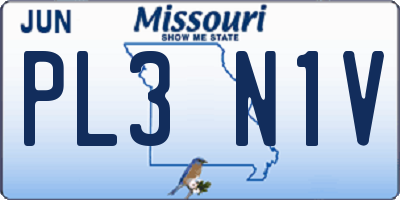 MO license plate PL3N1V