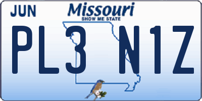 MO license plate PL3N1Z