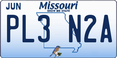 MO license plate PL3N2A