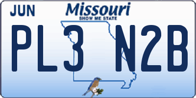 MO license plate PL3N2B