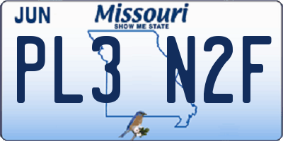 MO license plate PL3N2F