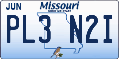 MO license plate PL3N2I