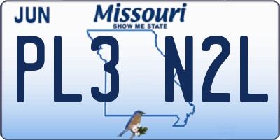 MO license plate PL3N2L