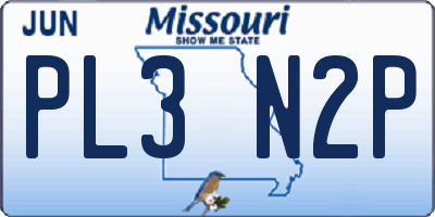 MO license plate PL3N2P