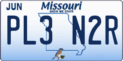MO license plate PL3N2R