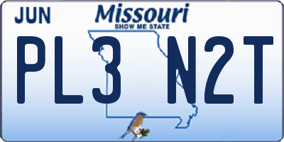 MO license plate PL3N2T