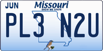 MO license plate PL3N2U