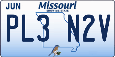 MO license plate PL3N2V