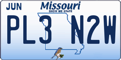 MO license plate PL3N2W
