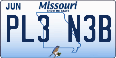 MO license plate PL3N3B