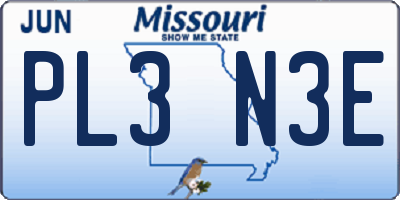 MO license plate PL3N3E