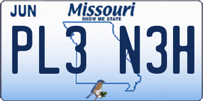 MO license plate PL3N3H