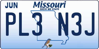 MO license plate PL3N3J