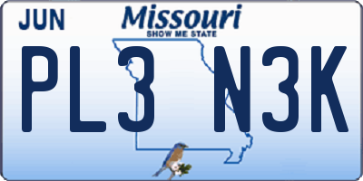 MO license plate PL3N3K