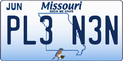 MO license plate PL3N3N