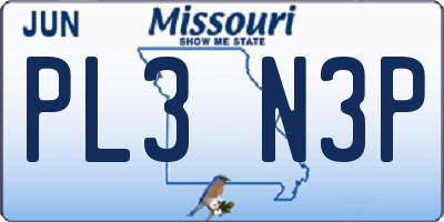 MO license plate PL3N3P