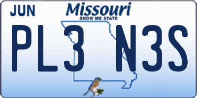 MO license plate PL3N3S