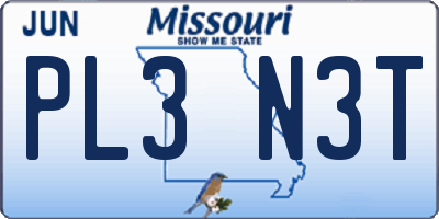 MO license plate PL3N3T