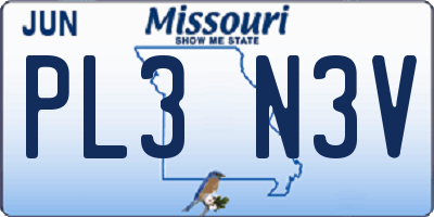 MO license plate PL3N3V