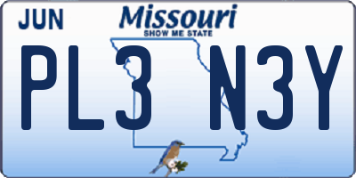 MO license plate PL3N3Y