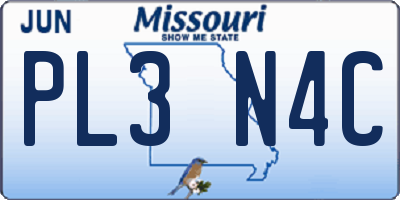 MO license plate PL3N4C