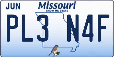 MO license plate PL3N4F