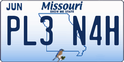 MO license plate PL3N4H