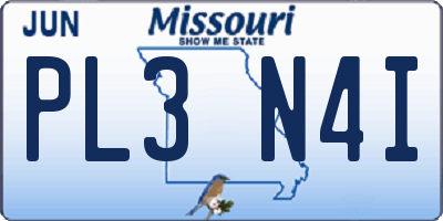MO license plate PL3N4I