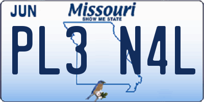 MO license plate PL3N4L