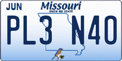 MO license plate PL3N4O