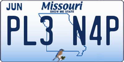 MO license plate PL3N4P