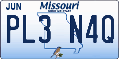 MO license plate PL3N4Q