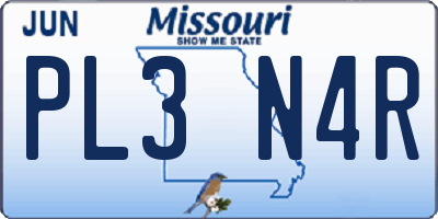 MO license plate PL3N4R
