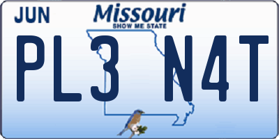 MO license plate PL3N4T