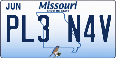 MO license plate PL3N4V