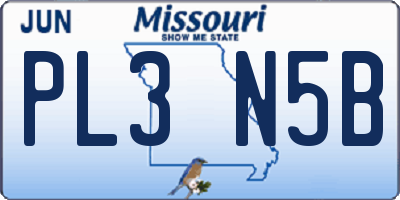 MO license plate PL3N5B