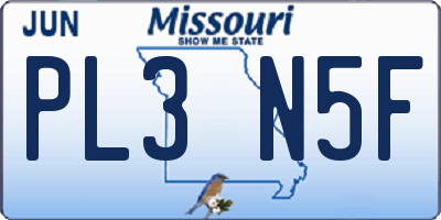 MO license plate PL3N5F