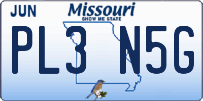 MO license plate PL3N5G